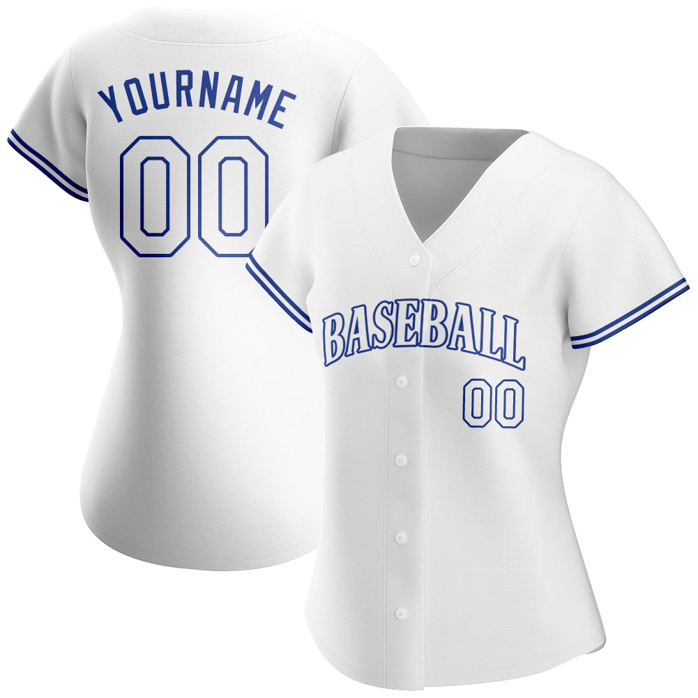 Custom White White-Royal Authentic Baseball Jersey view 2
