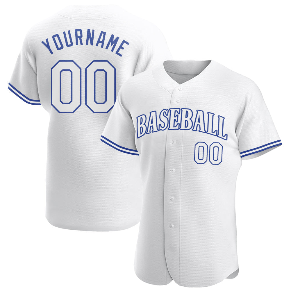 Custom White White-Royal Authentic Baseball Jersey - Main View