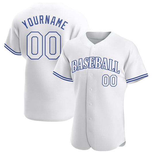 Custom White White-Royal Authentic Baseball Jersey - Main View