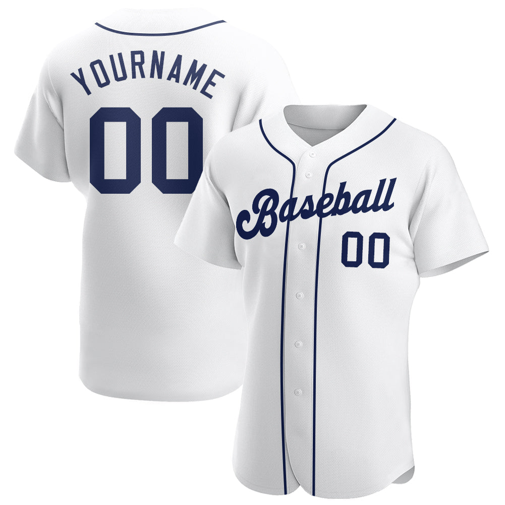 Custom White Navy Authentic Baseball Jersey - Main View