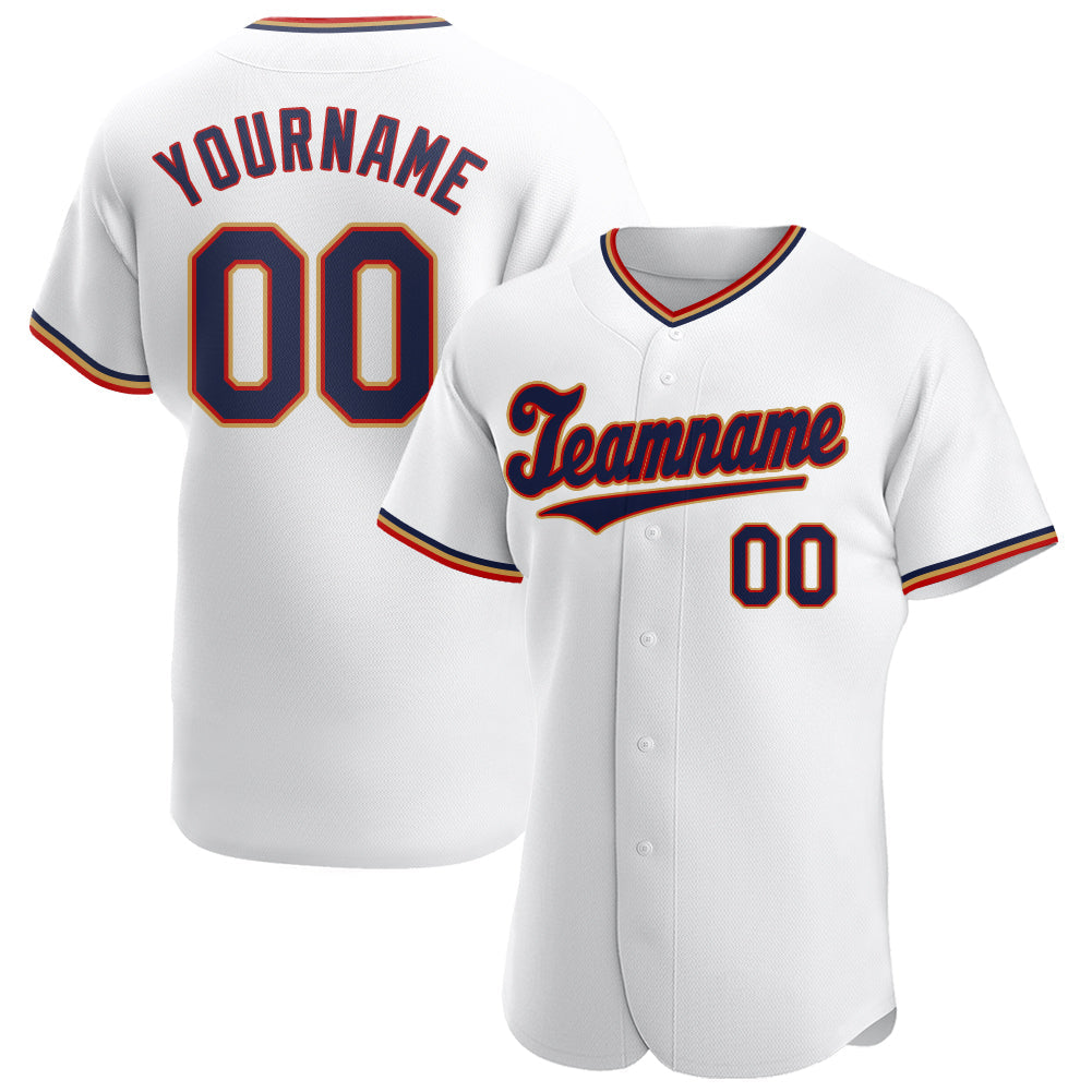 Custom White Navy-Red Authentic Baseball Jersey - Main View