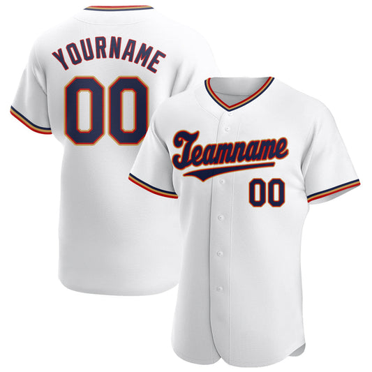 Custom White Navy-Red Authentic Baseball Jersey - Main View