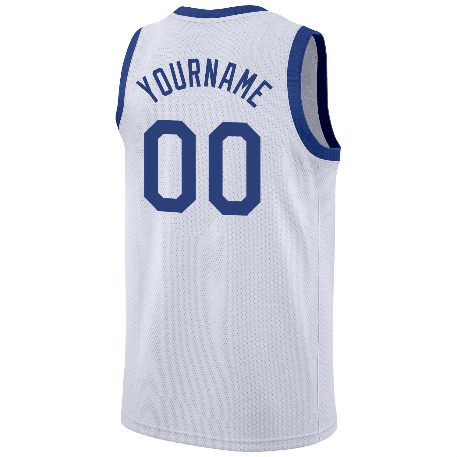 Custom White Royal-Red Round Neck Rib-Knit Basketball Jersey view 7