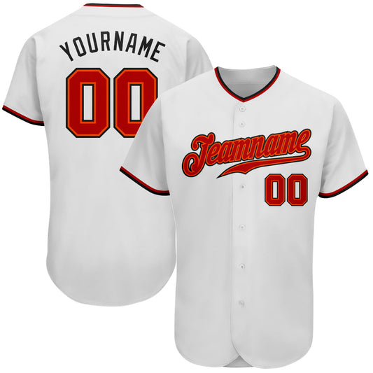 Custom White Red-Black Authentic Baseball Jersey - Main View