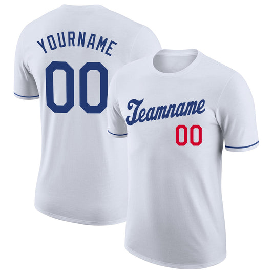 Custom White Royal-Red Performance T-Shirt - Main View