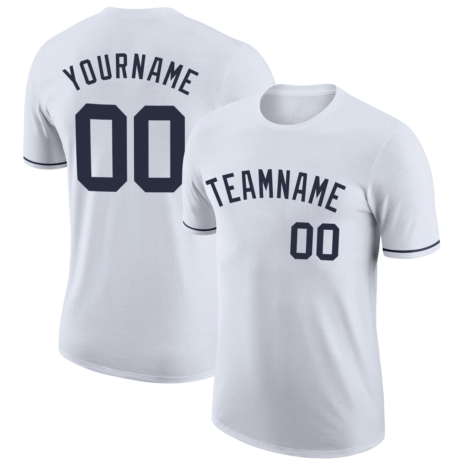 Custom White Navy Performance T-Shirt - Main View