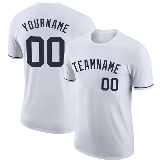 Custom White Navy Performance T-Shirt - Main View