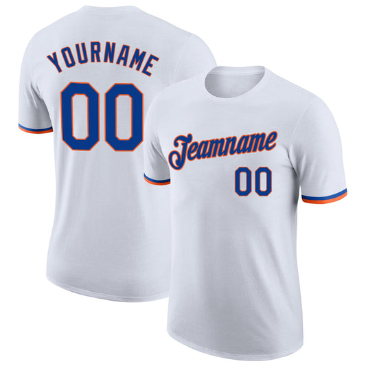 Custom White Royal-Orange Performance T-Shirt - Main View