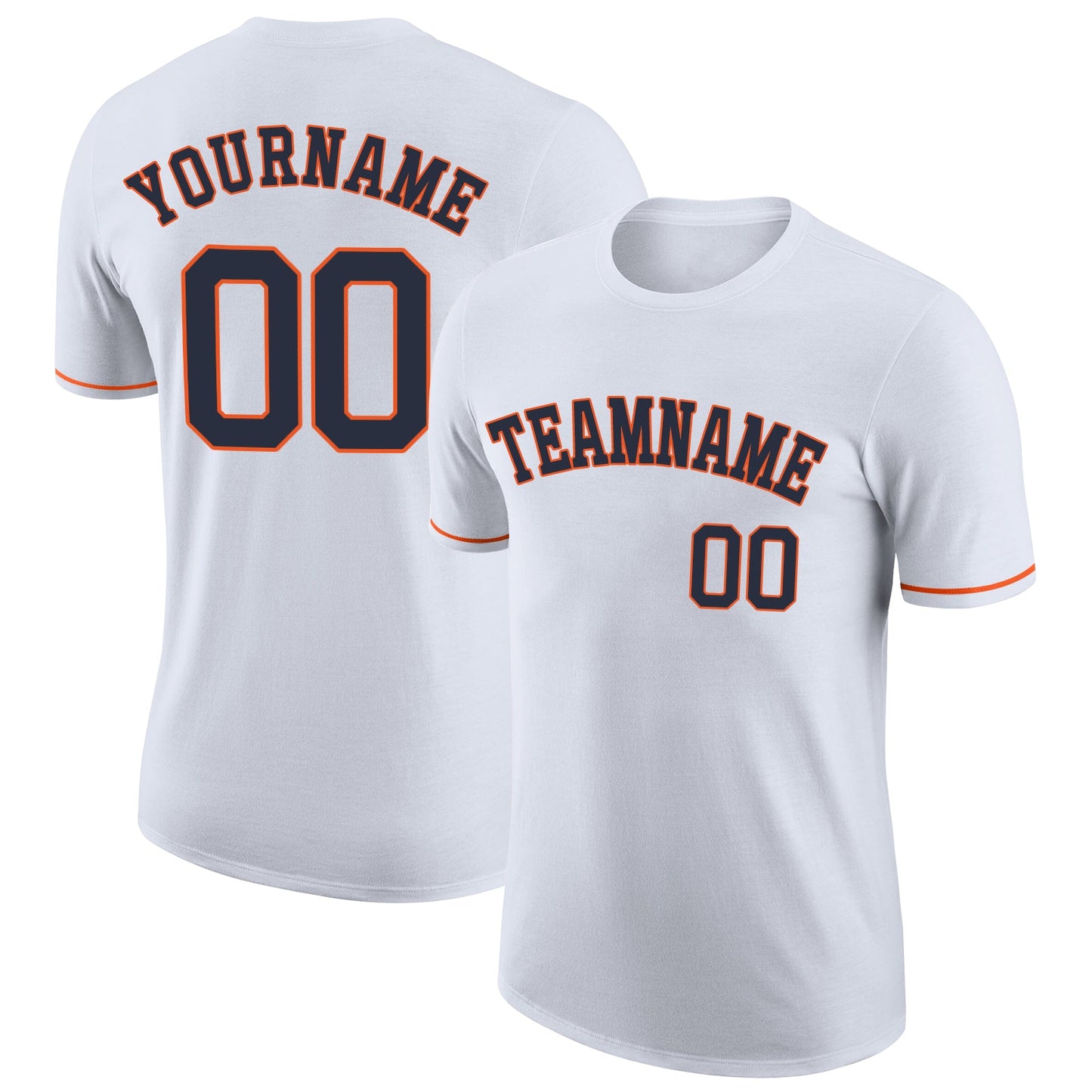 Custom White Navy-Orange Performance T-Shirt - Main View