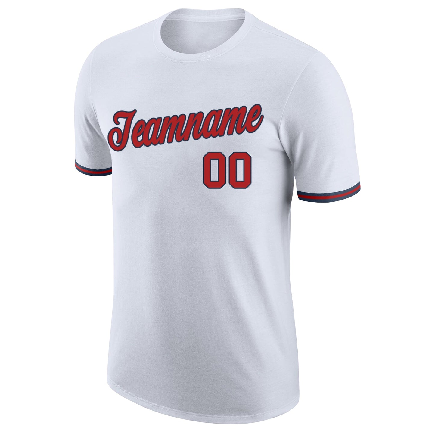 Custom White Red-Navy Performance T-Shirt view 5
