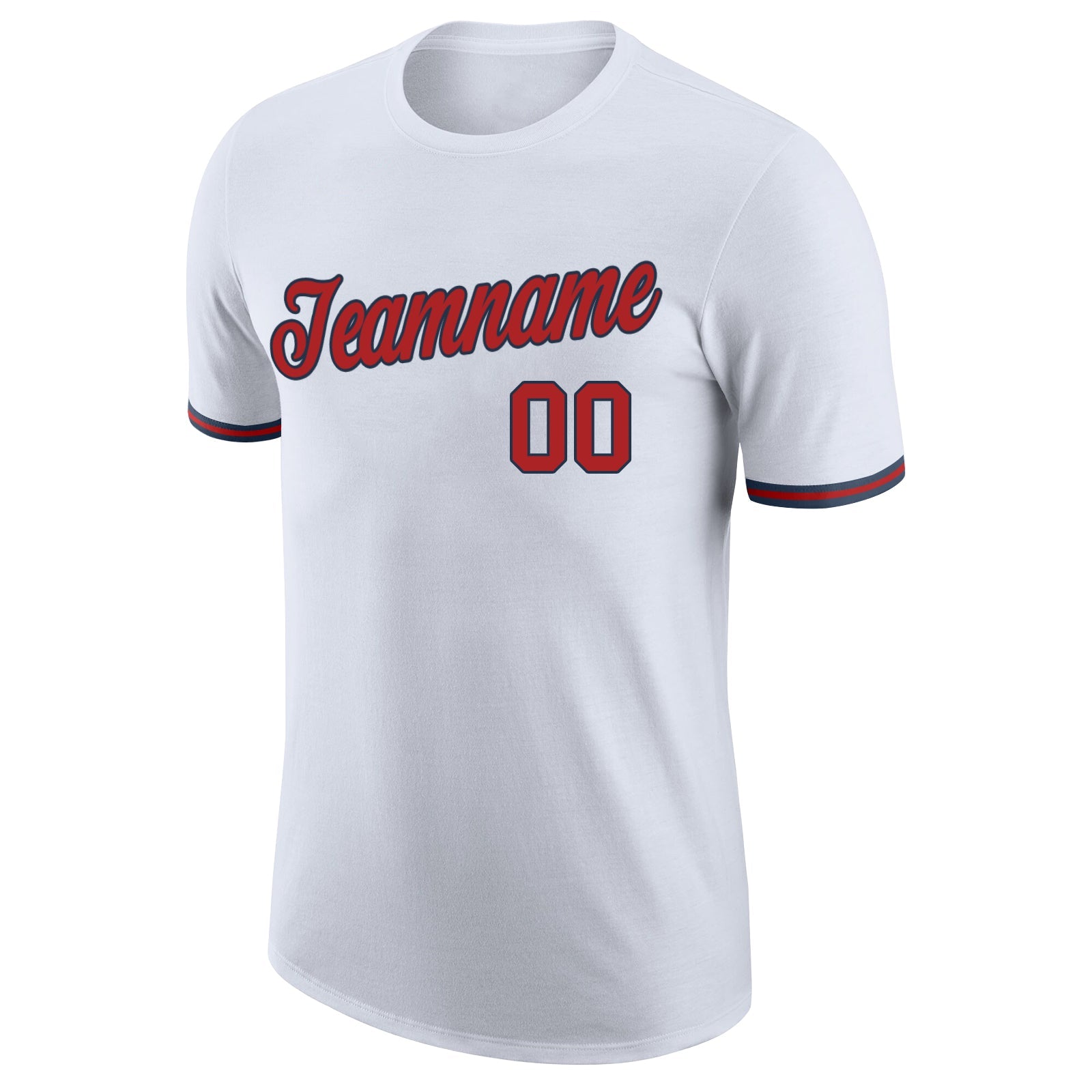 Custom White Red-Navy Performance T-Shirt view 5