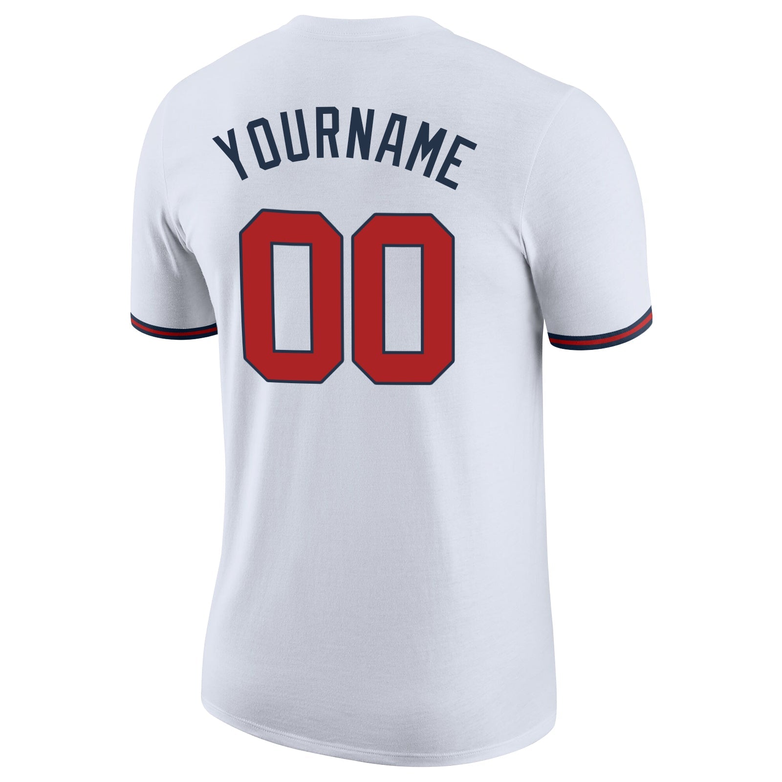 Custom White Red-Navy Performance T-Shirt view 6