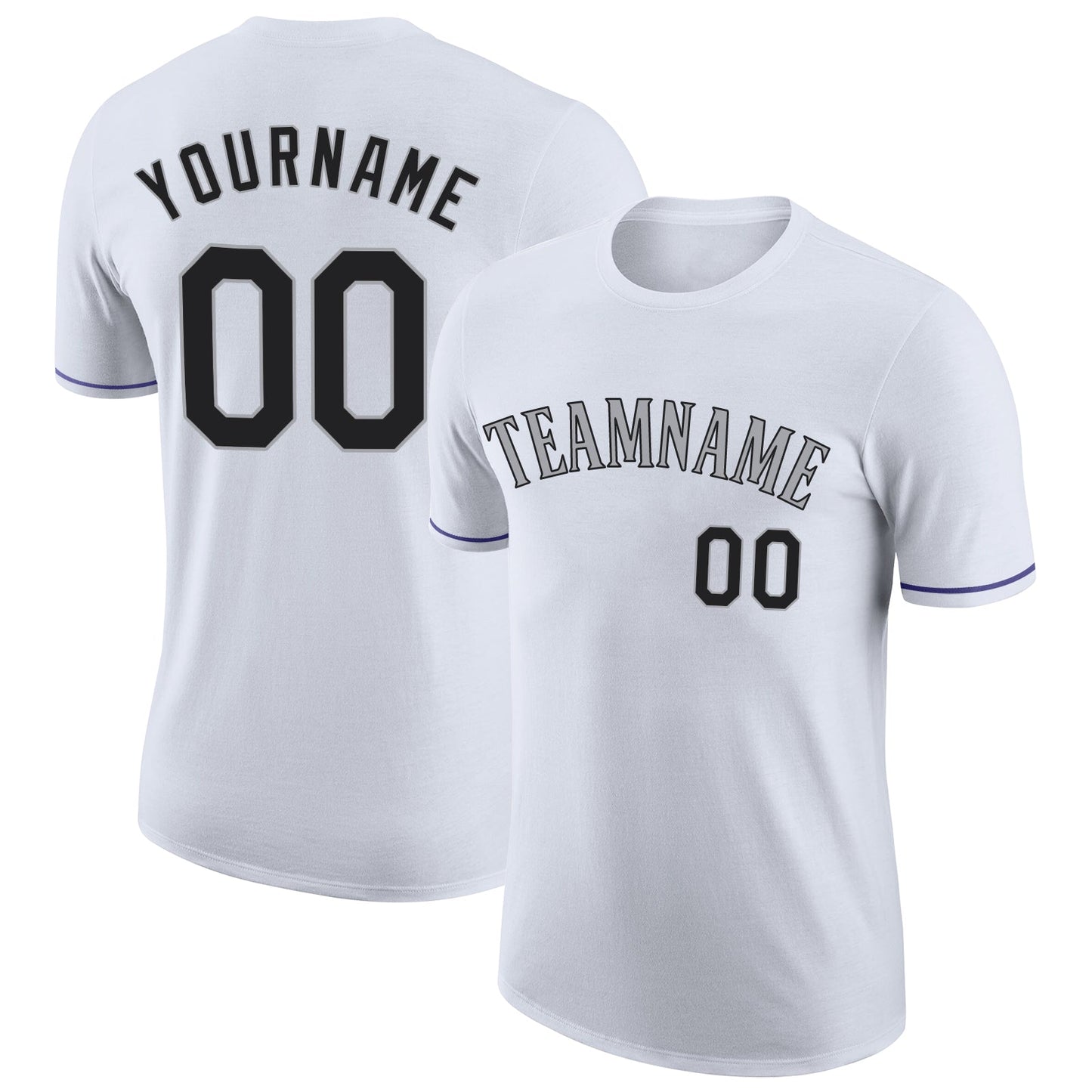 Custom White Black-Gray Performance T-Shirt - Main View