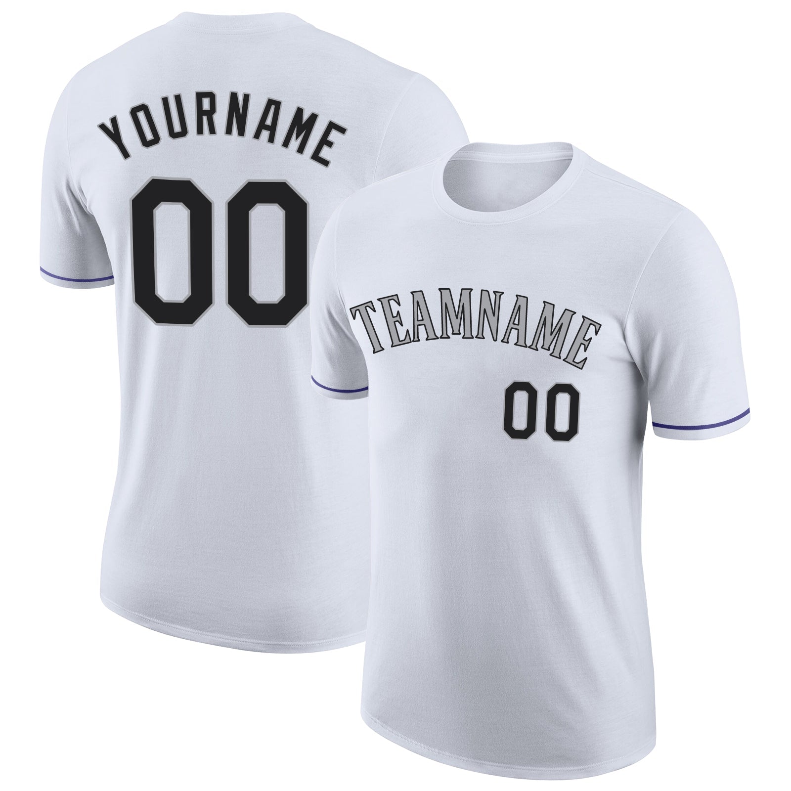 Custom White Black-Gray Performance T-Shirt - Main View