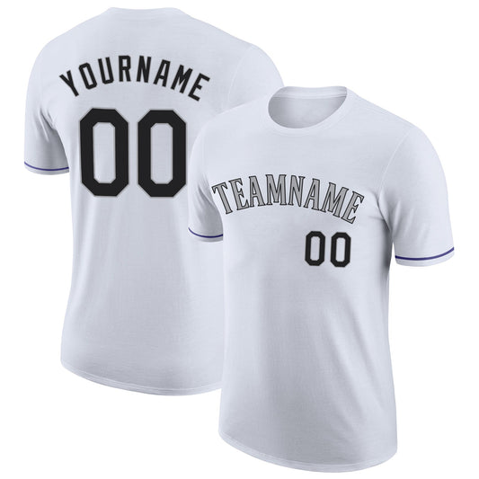 Custom White Black-Gray Performance T-Shirt - Main View
