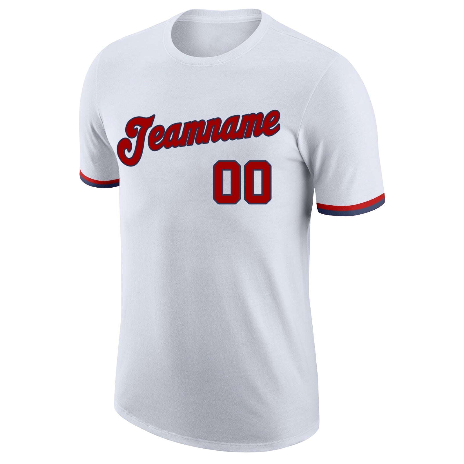 Custom White Red-Navy Performance T-Shirt view 5