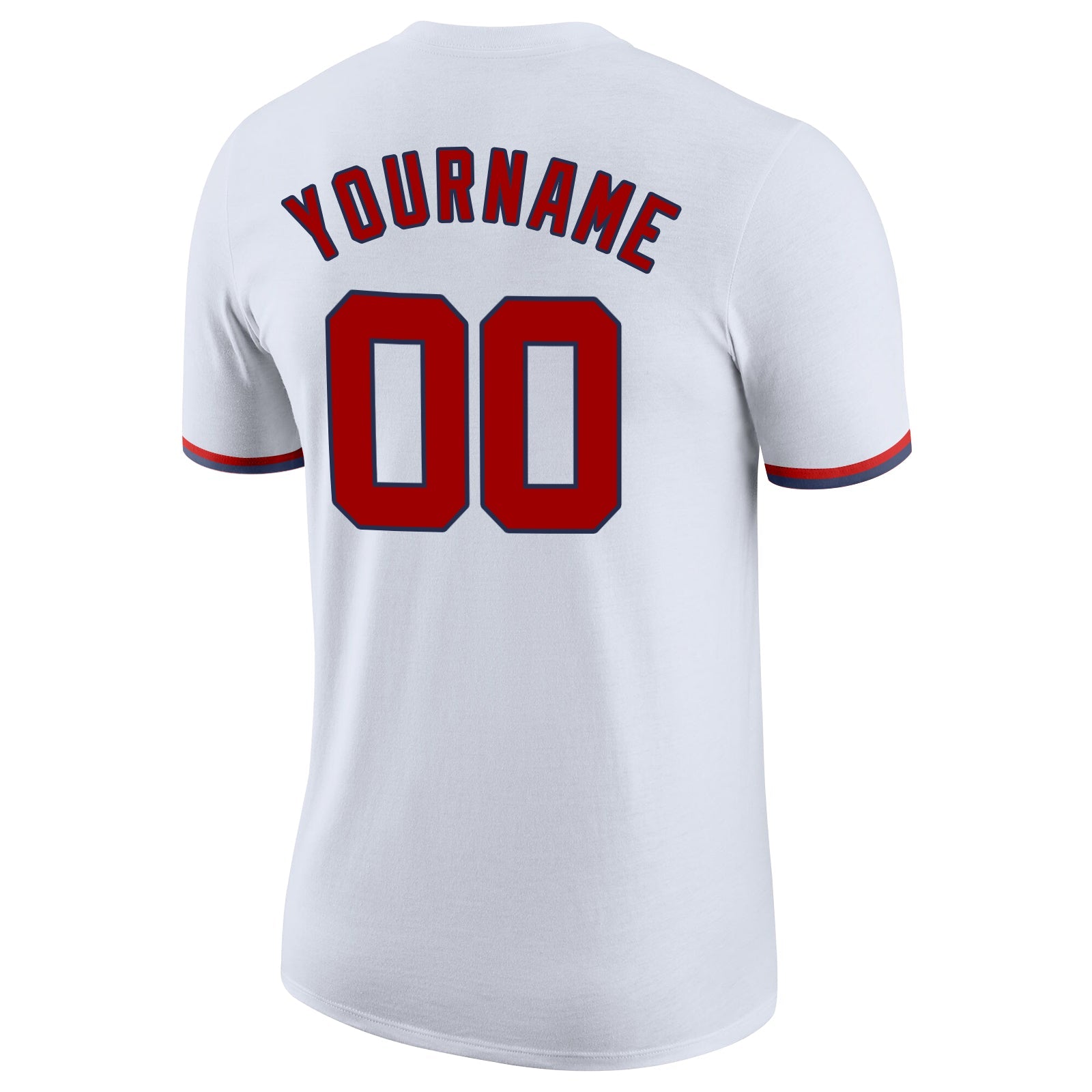 Custom White Red-Navy Performance T-Shirt view 6