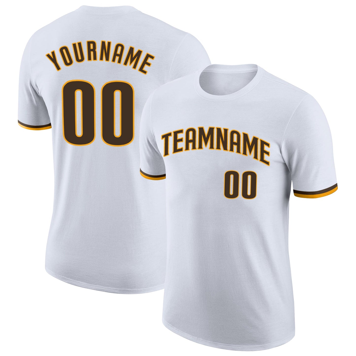 Custom White Brown-Gold Performance T-Shirt - Main View