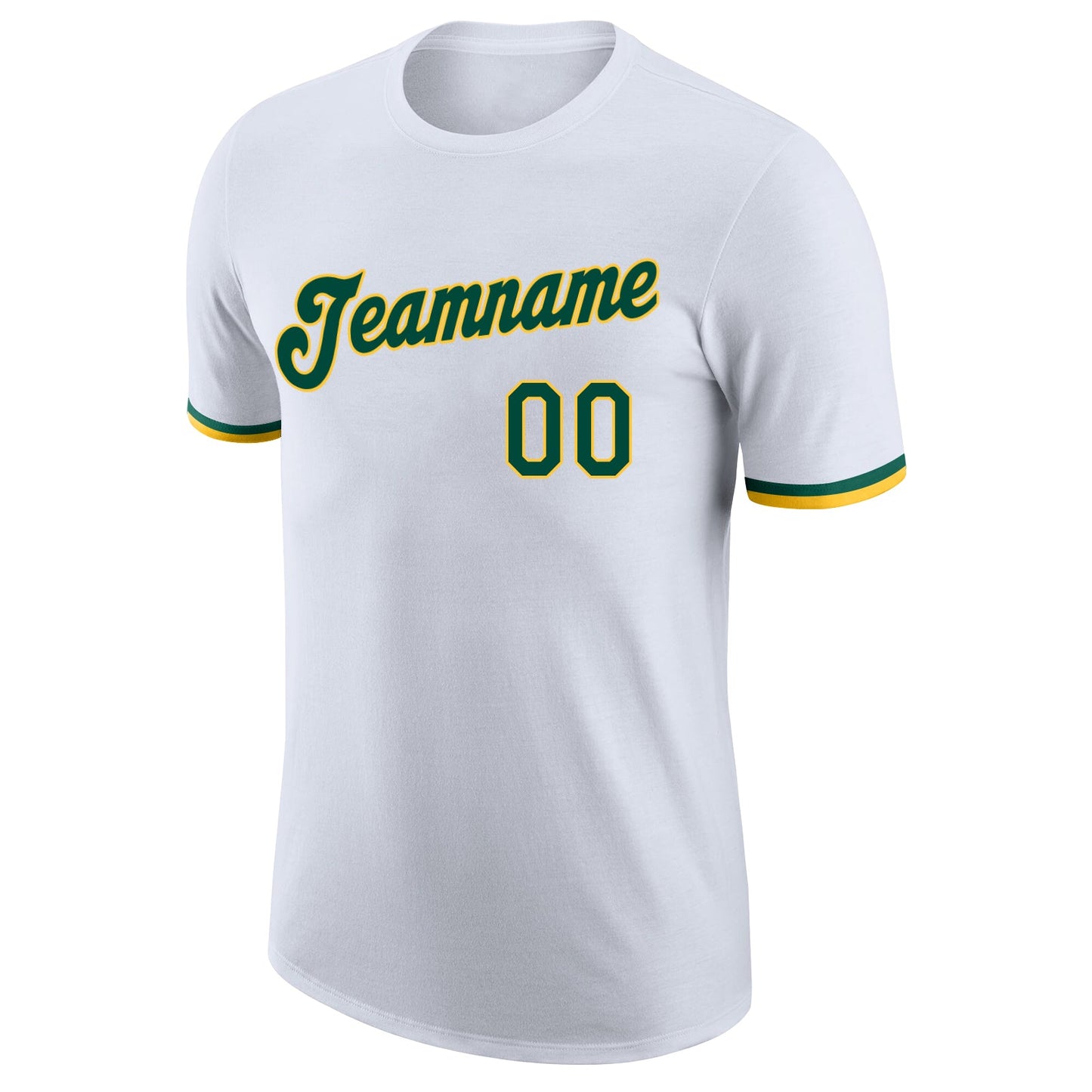 Custom White Green-Gold Performance T-Shirt view 5