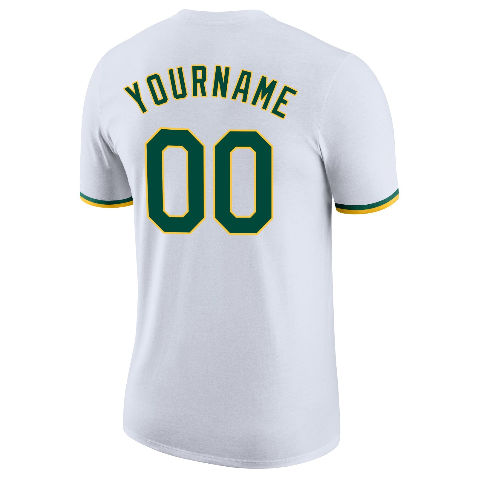 Custom White Green-Gold Performance T-Shirt view 6