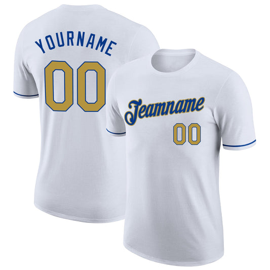 Custom White Old Gold-Royal Performance T-Shirt - Main View