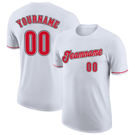 Custom White Red-Black Performance T-Shirt - Main View