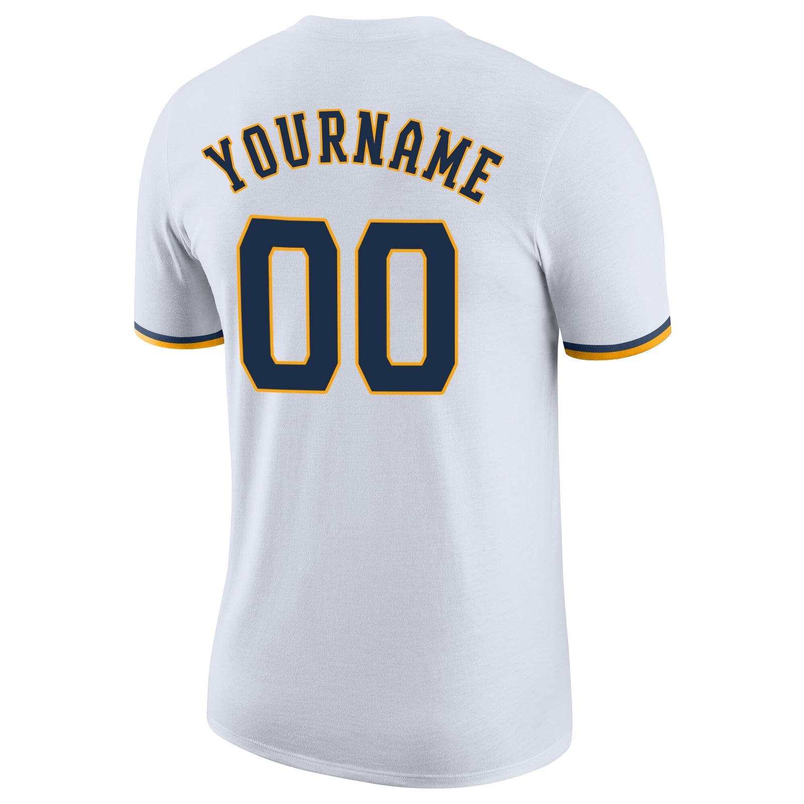 Custom White Navy-Gold Performance T-Shirt view 6