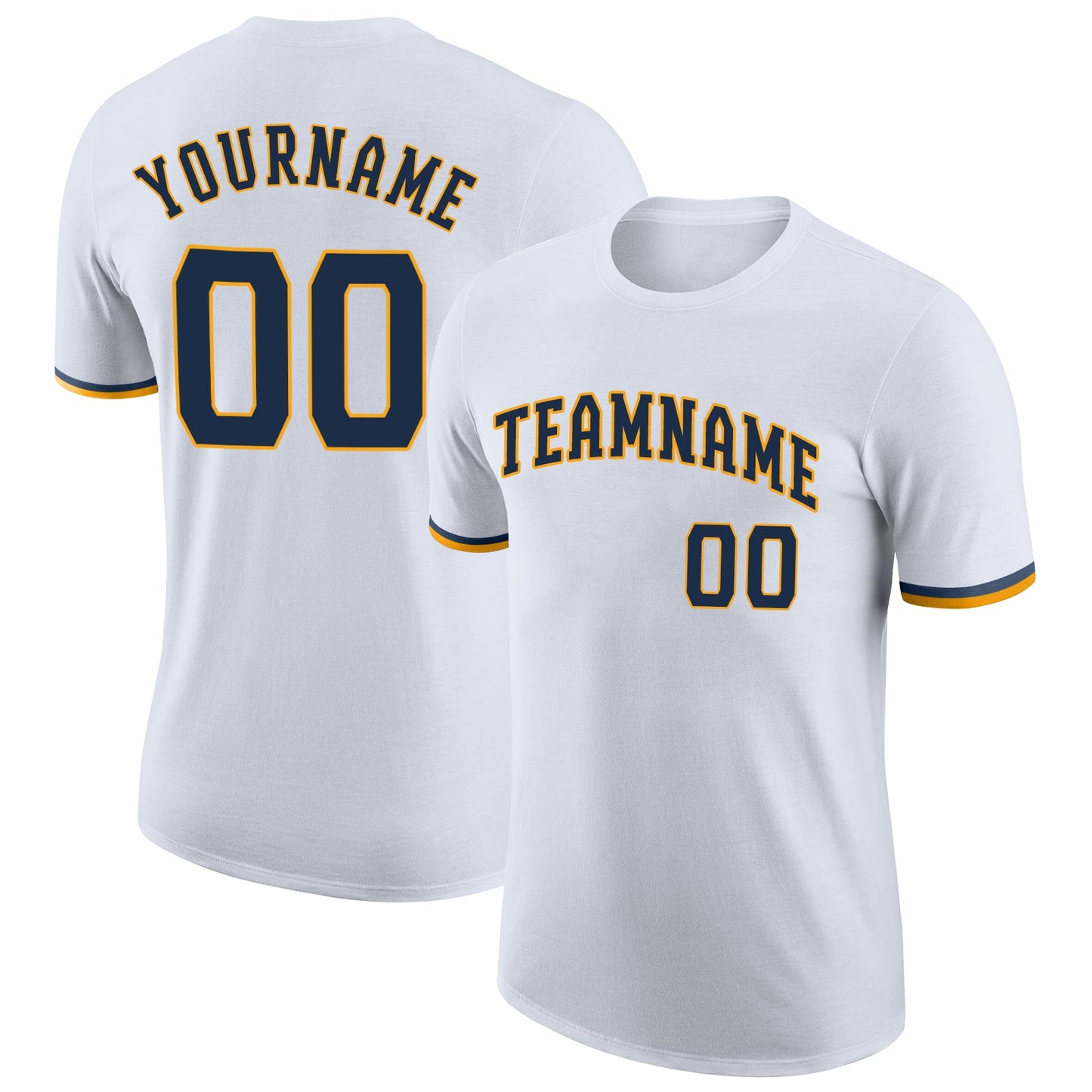 Custom White Navy-Gold Performance T-Shirt - Main View