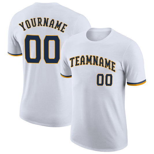 Custom White Navy-Gold Performance T-Shirt - Main View