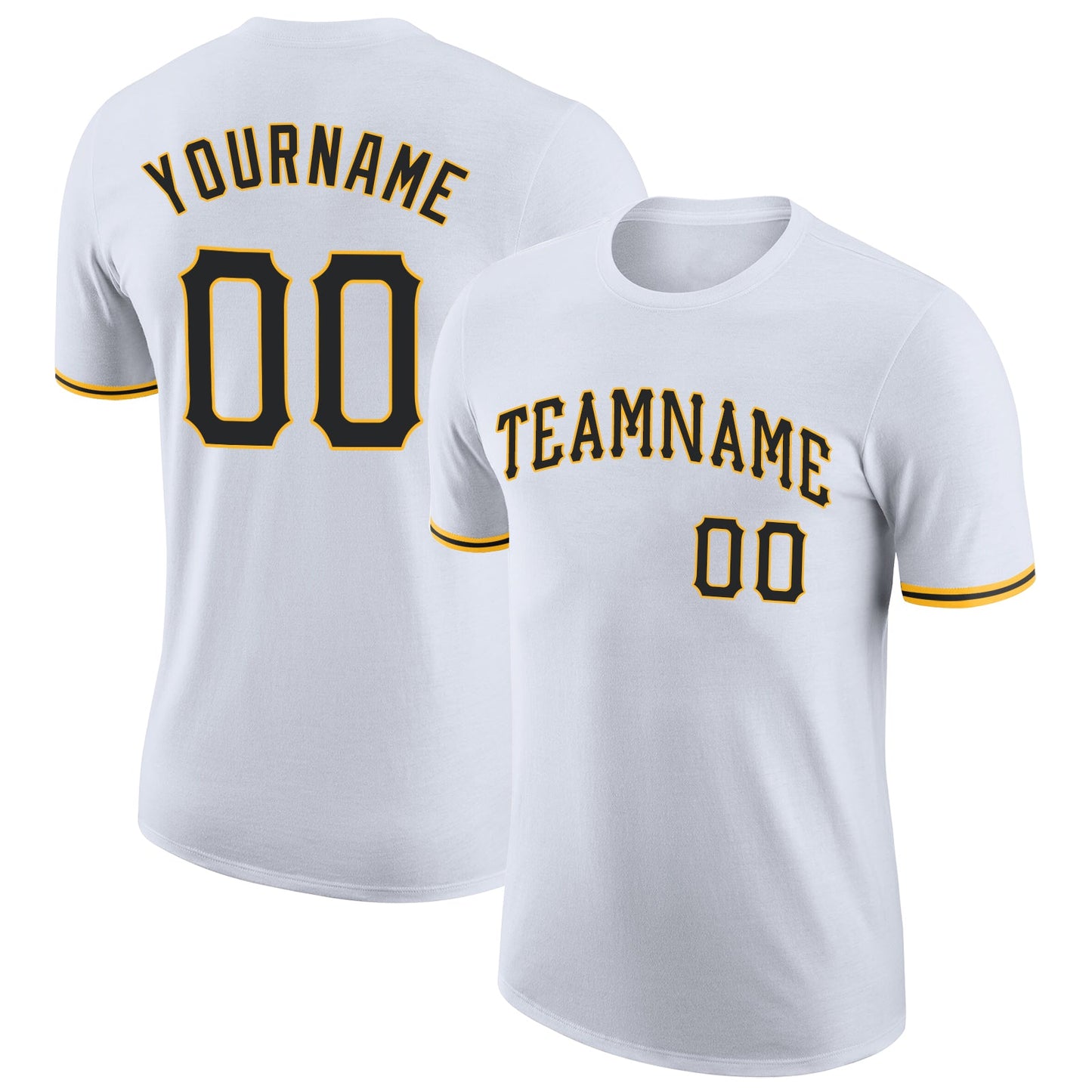 Custom White Black-Gold Performance T-Shirt - Main View