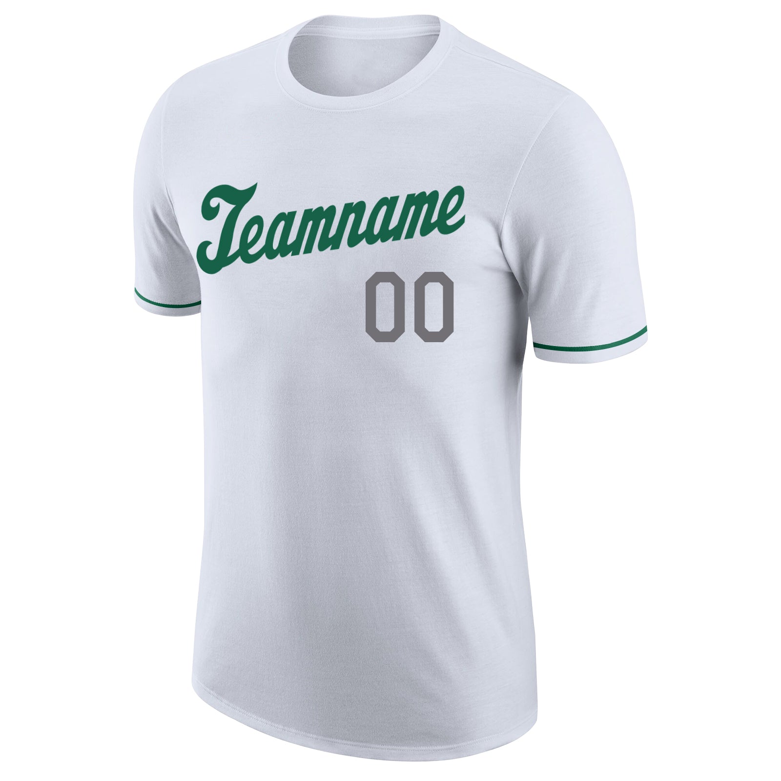 Custom White Kelly Green-Gray Performance T-Shirt view 6