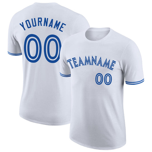Custom White Royal-White Performance T-Shirt - Main View