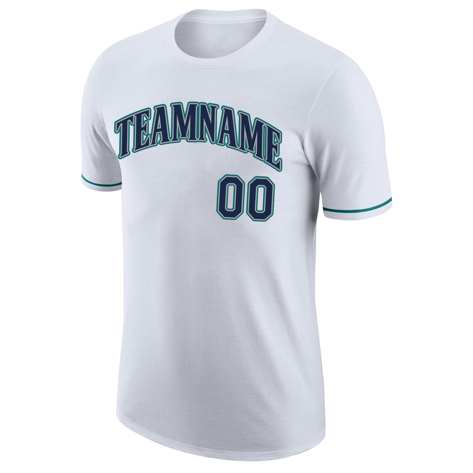 Custom White Navy-Aqua Performance T-Shirt view 5