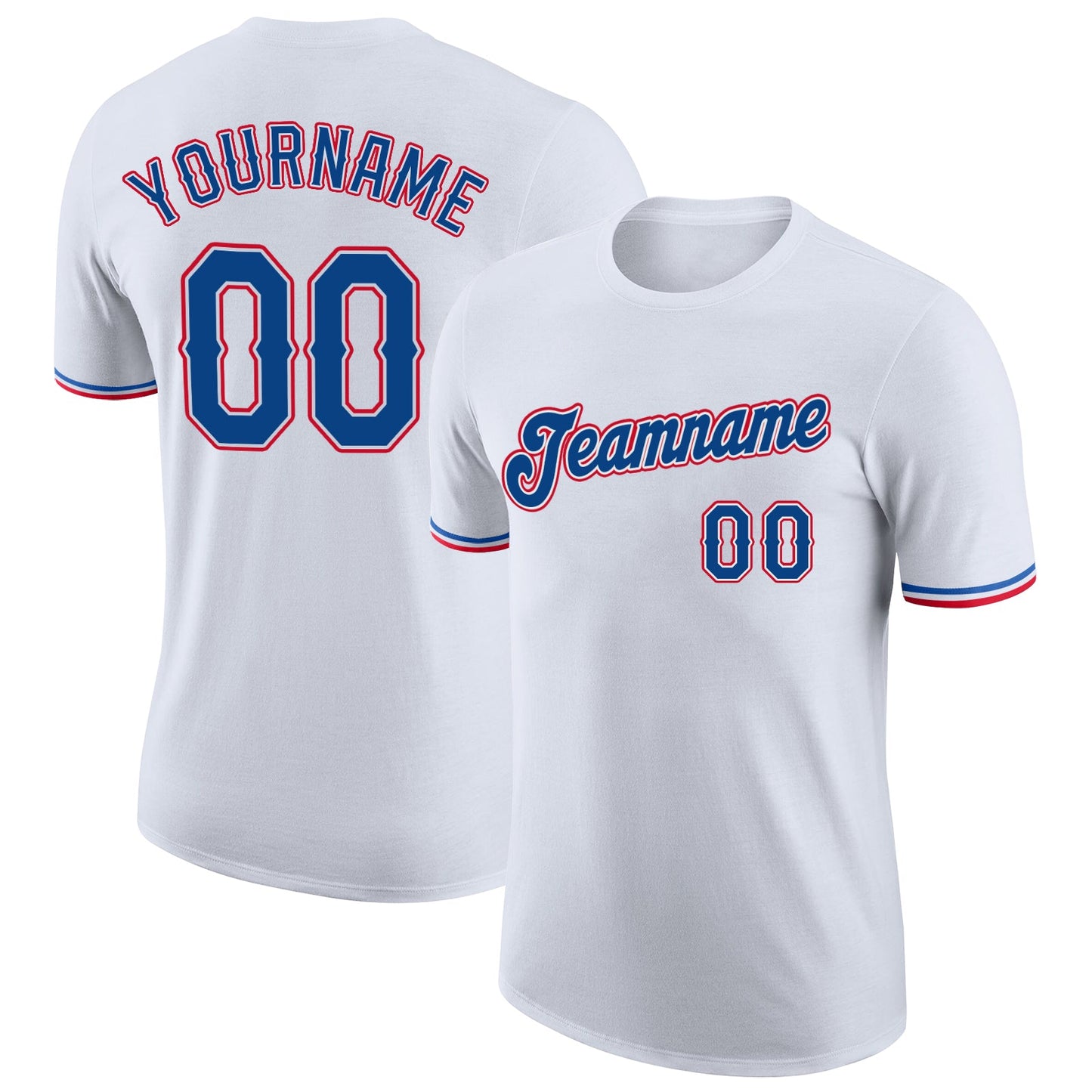 Custom White Royal-Red Performance T-Shirt - Main View