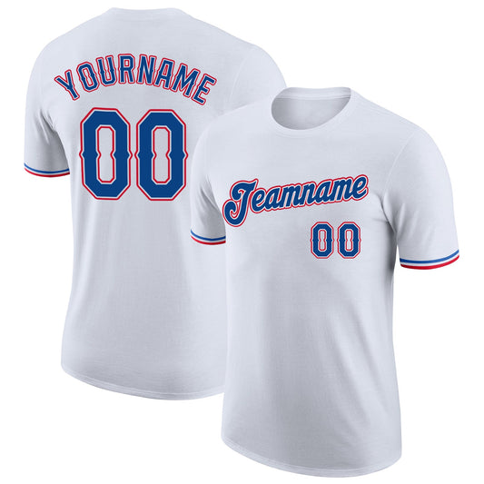Custom White Royal-Red Performance T-Shirt - Main View