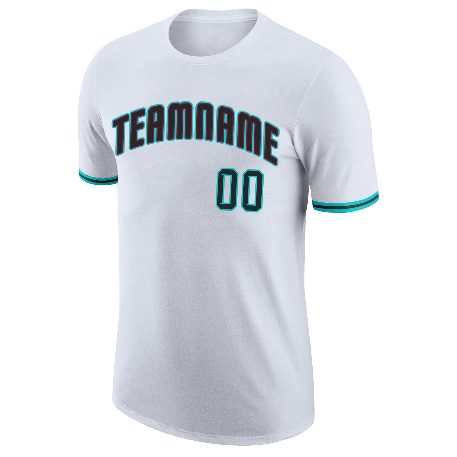 Custom White Black-Aqua Performance T-Shirt view 5