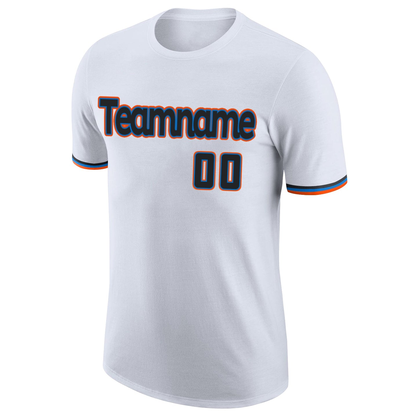 Custom White Black-Powder Blue Performance T-Shirt view 5