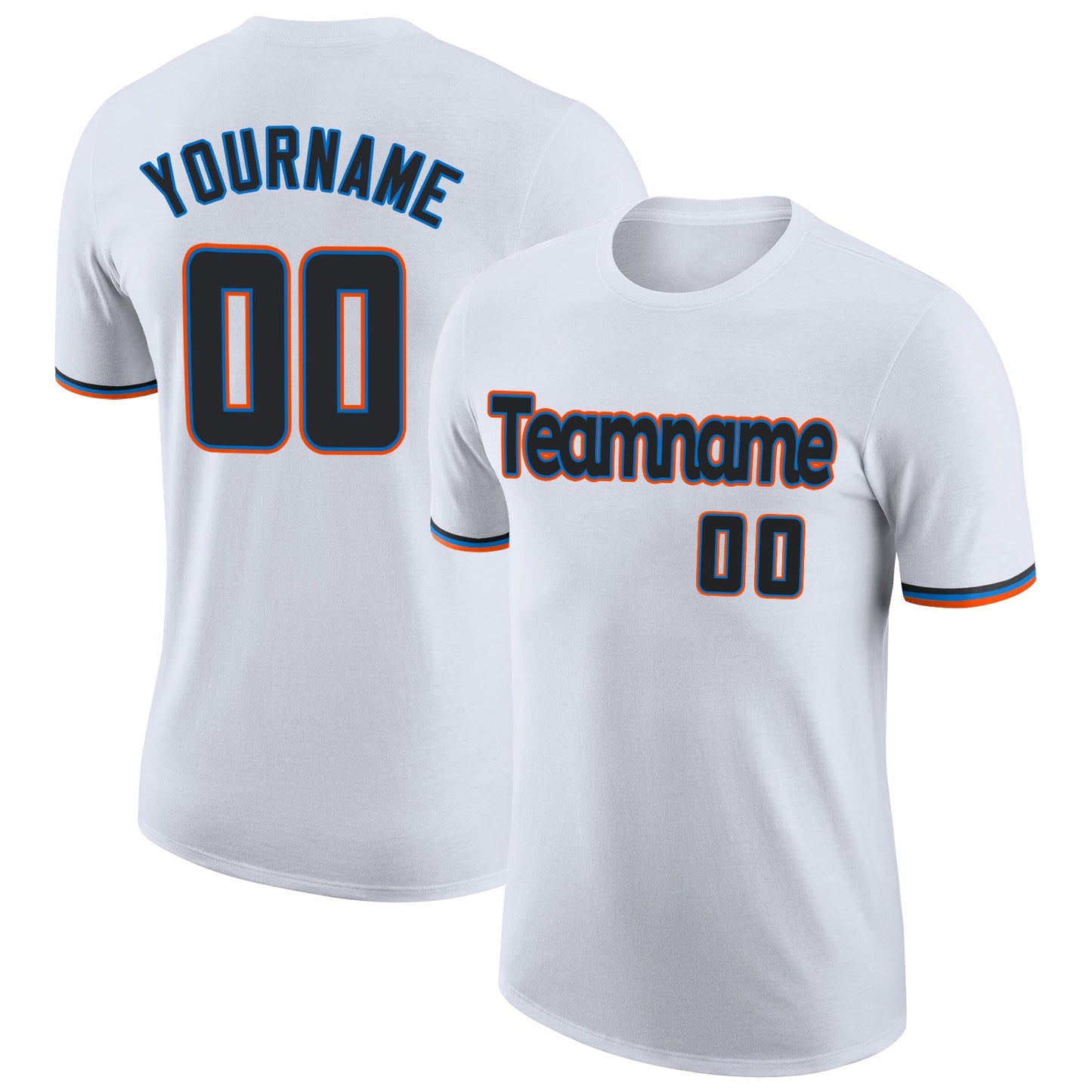Custom White Black-Powder Blue Performance T-Shirt - Main View