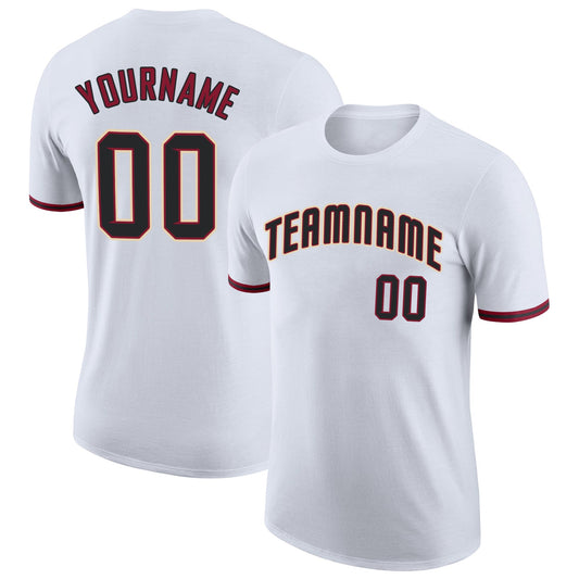 Custom White Black-Crimson Performance T-Shirt - Main View