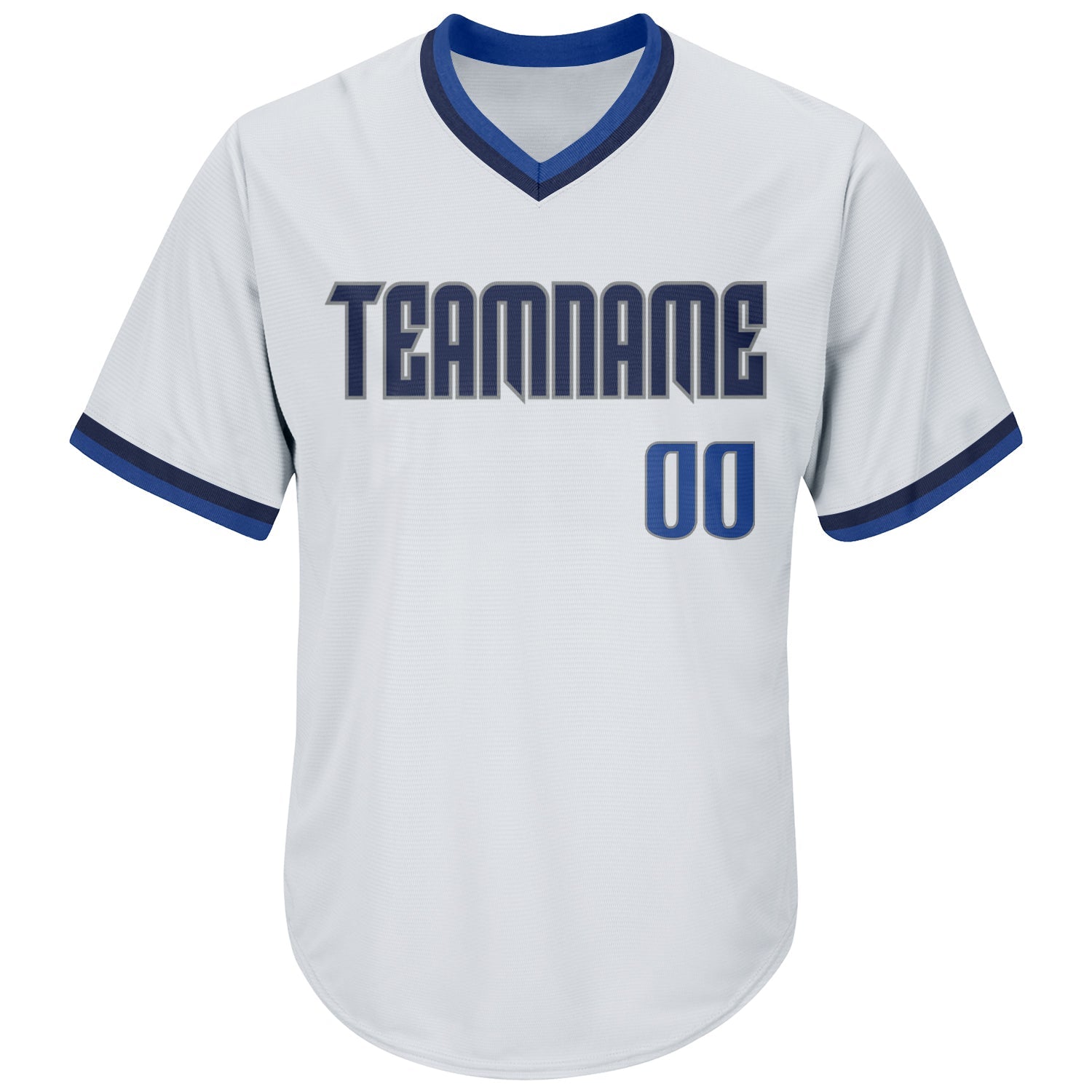 Custom White Blue-Navy Authentic Throwback Rib-Knit Baseball Jersey Shirt view 2