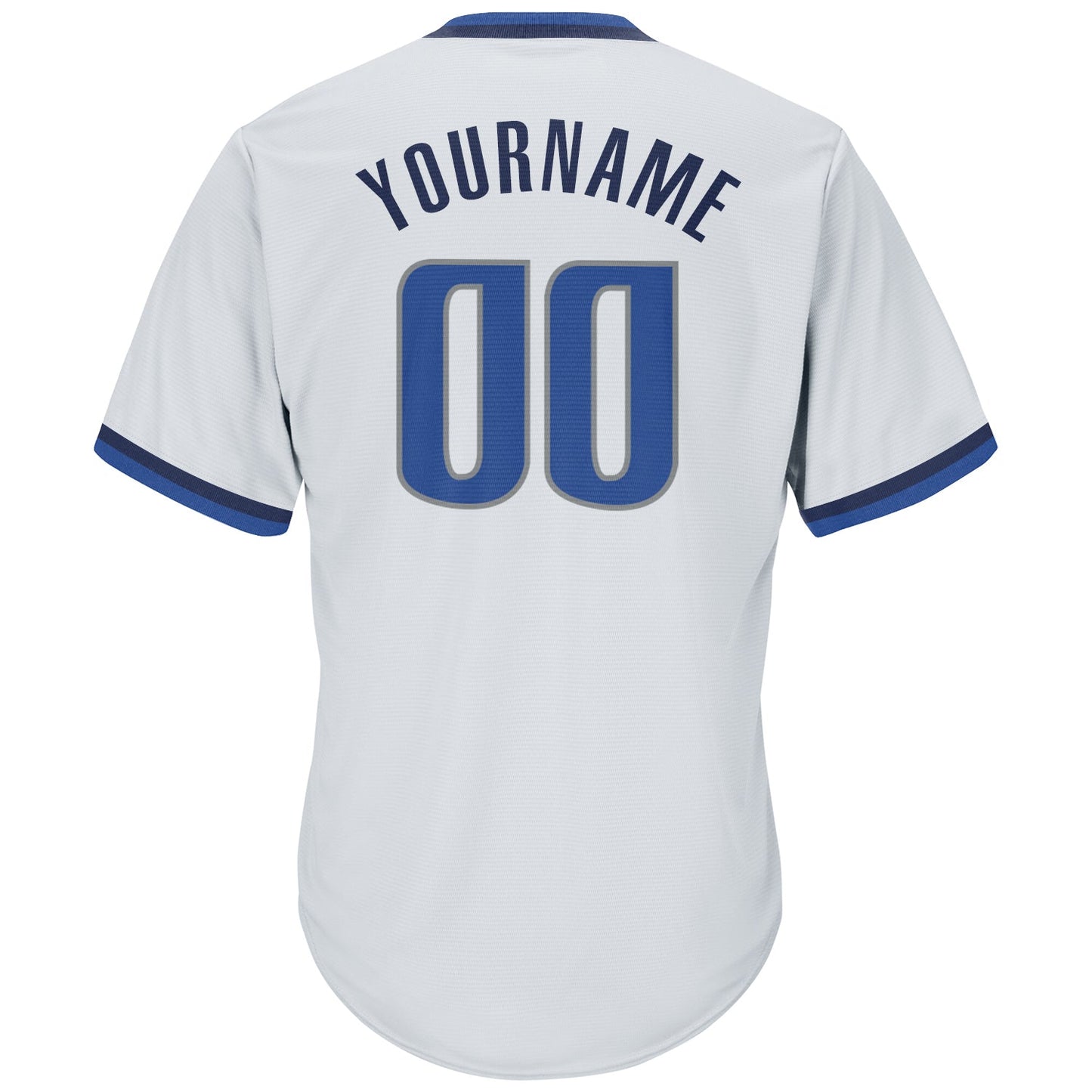 Custom White Blue-Navy Authentic Throwback Rib-Knit Baseball Jersey Shirt view 3