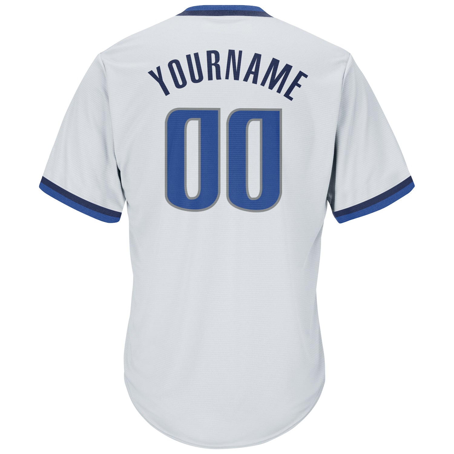 Custom White Blue-Navy Authentic Throwback Rib-Knit Baseball Jersey Shirt view 3
