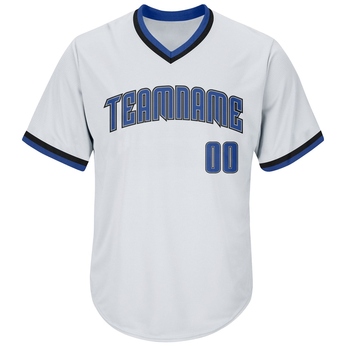 Custom White Blue-Black Authentic Throwback Rib-Knit Baseball Jersey Shirt view 2