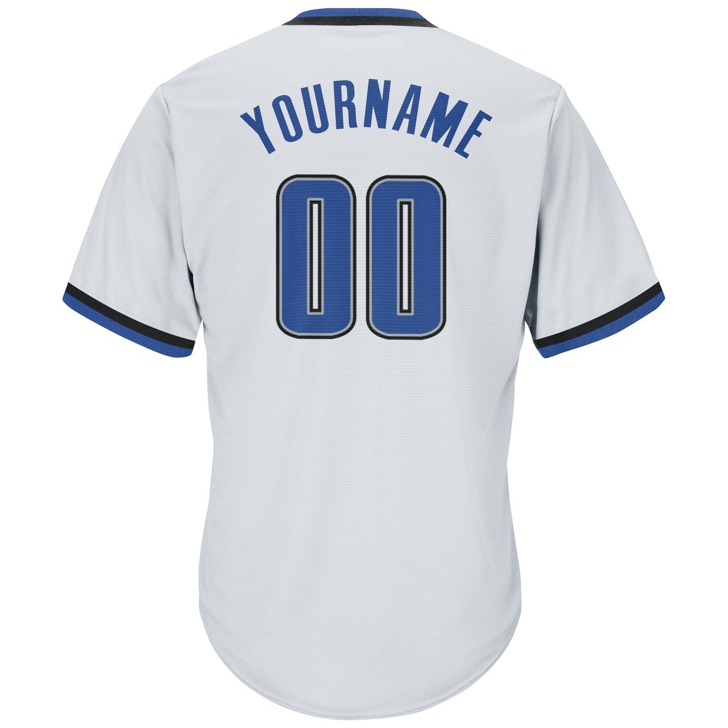 Custom White Blue-Black Authentic Throwback Rib-Knit Baseball Jersey Shirt view 3