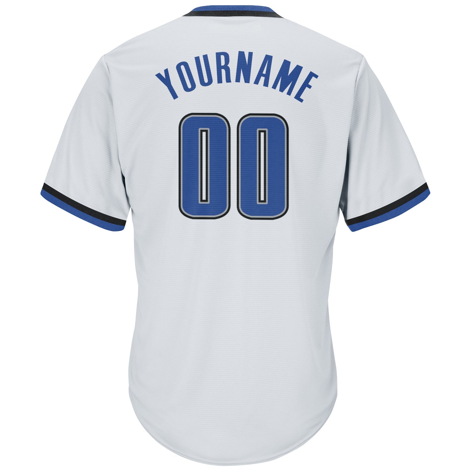 Custom White Blue-Black Authentic Throwback Rib-Knit Baseball Jersey Shirt view 3