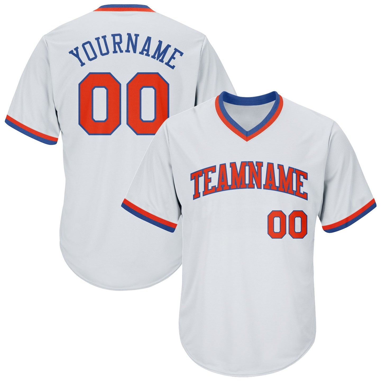 Custom White Orange-Royal Authentic Throwback Rib-Knit Baseball Jersey Shirt - Main View