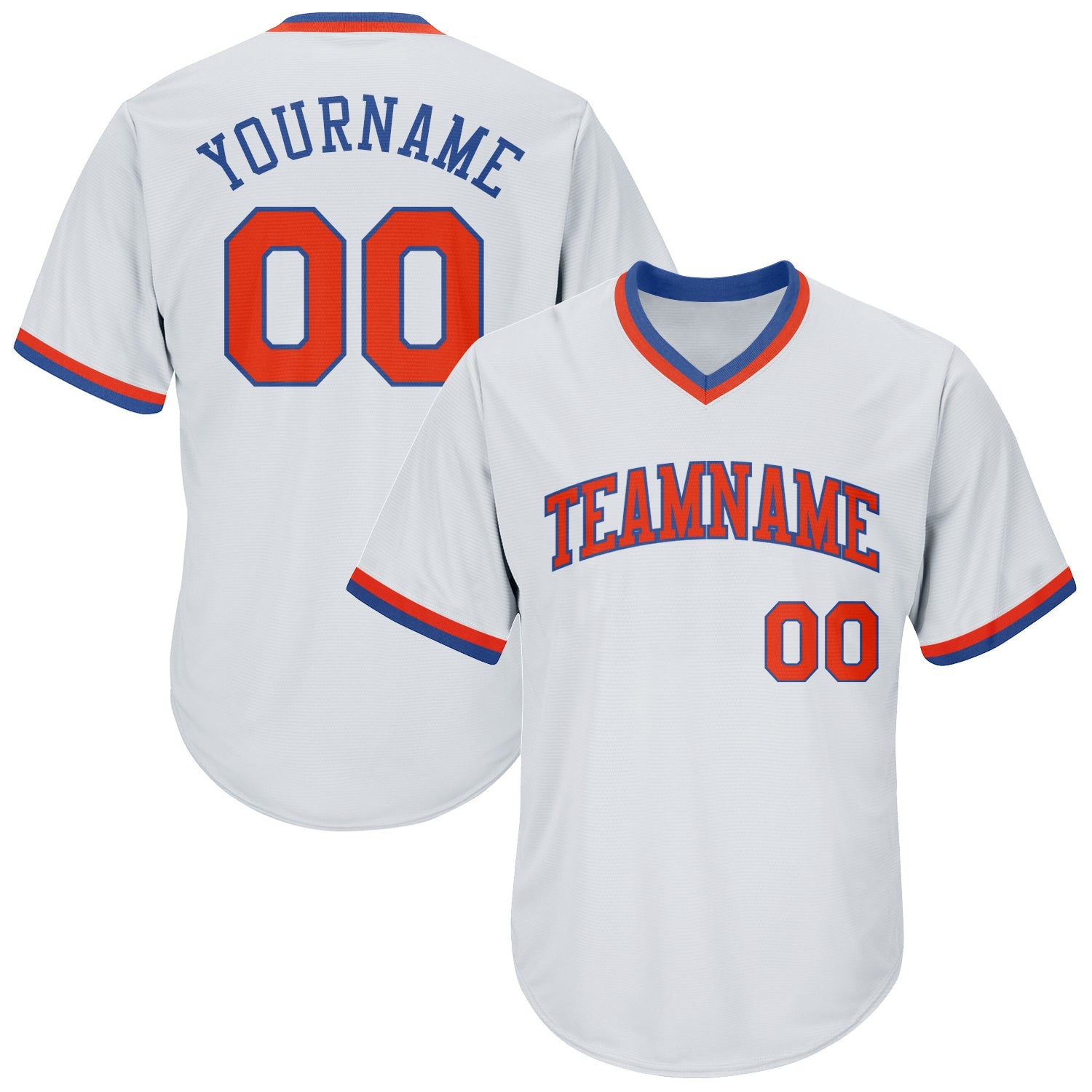 Custom White Orange-Royal Authentic Throwback Rib-Knit Baseball Jersey Shirt - Main View