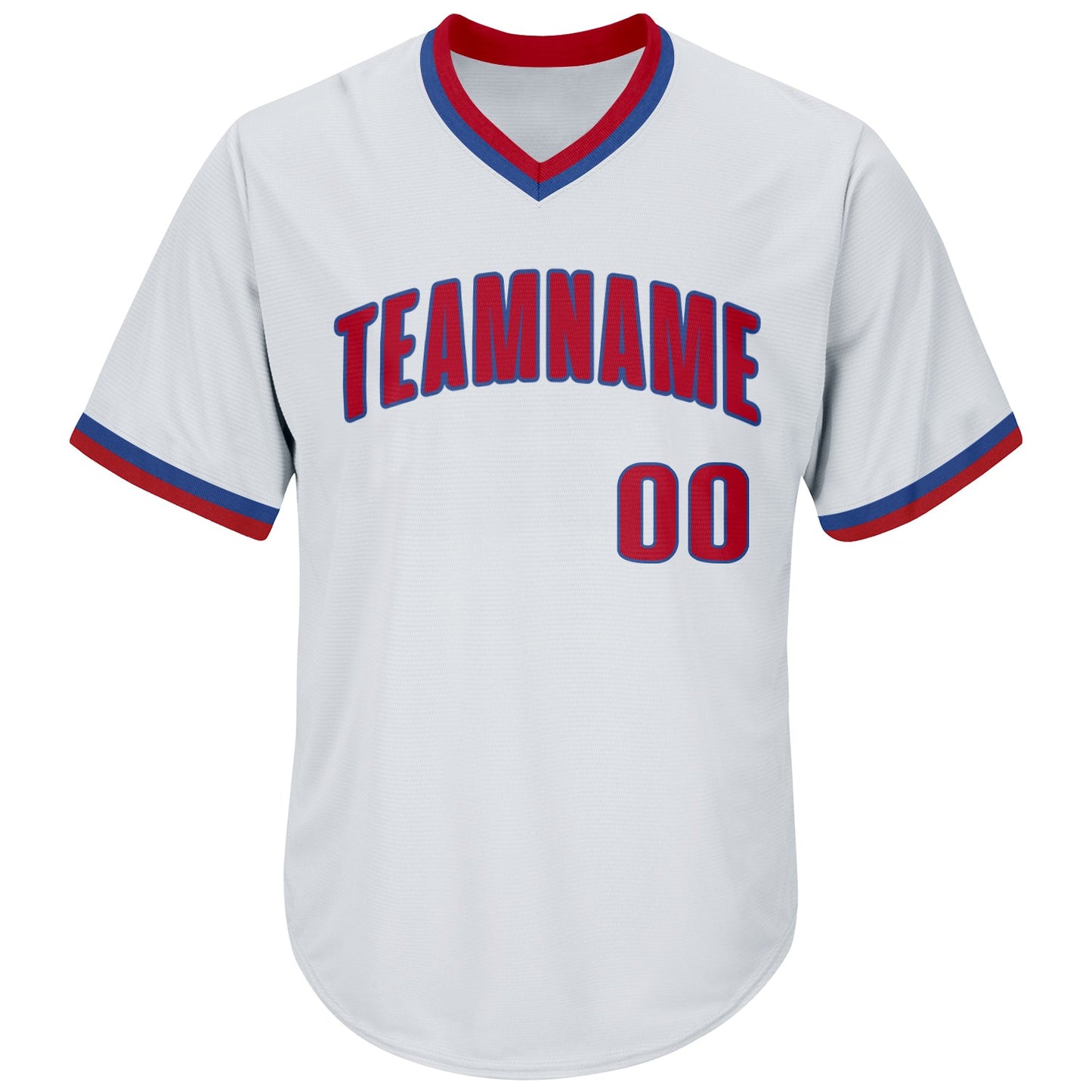 Custom White Red-Royal Authentic Throwback Rib-Knit Baseball Jersey Shirt view 2