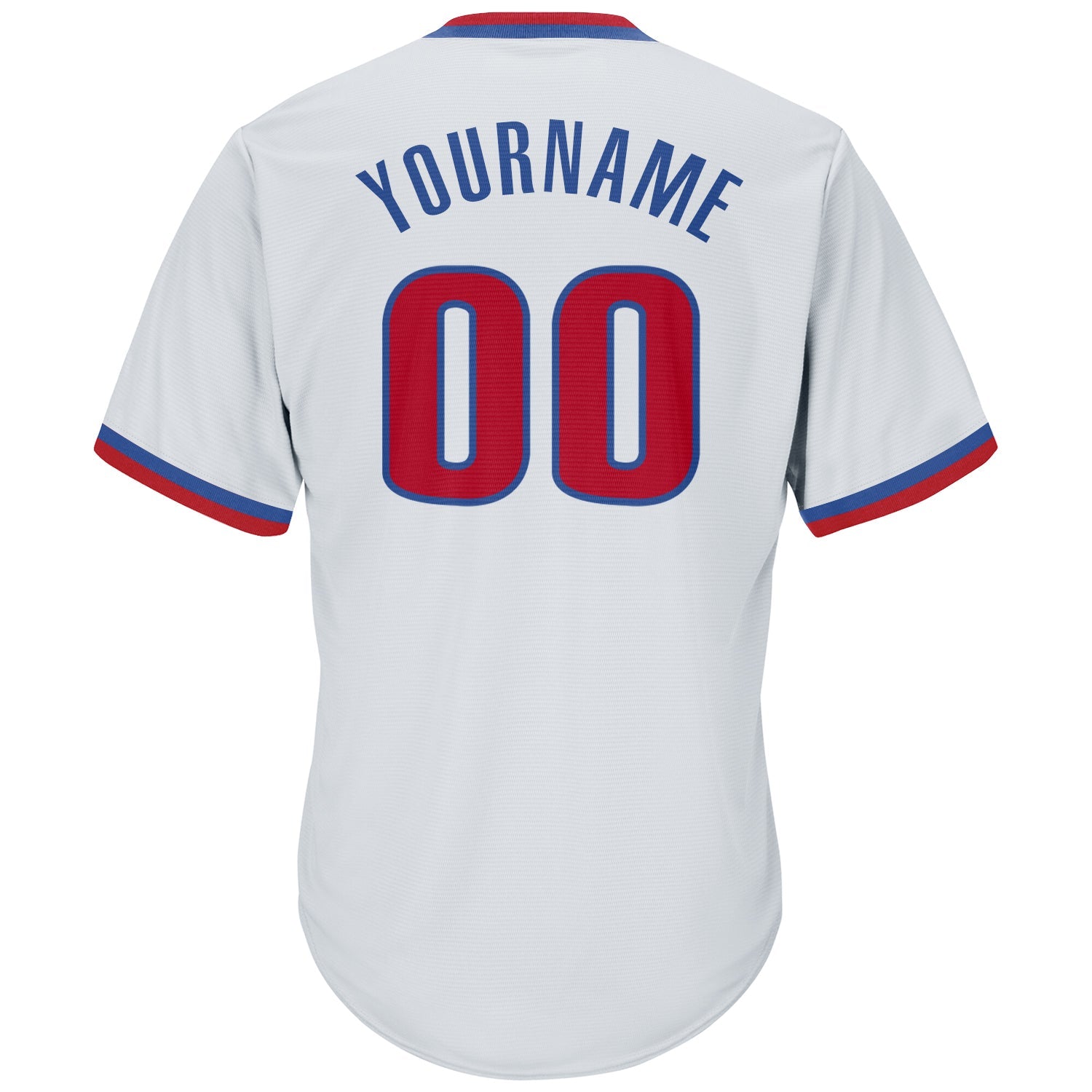 Custom White Red-Royal Authentic Throwback Rib-Knit Baseball Jersey Shirt view 3