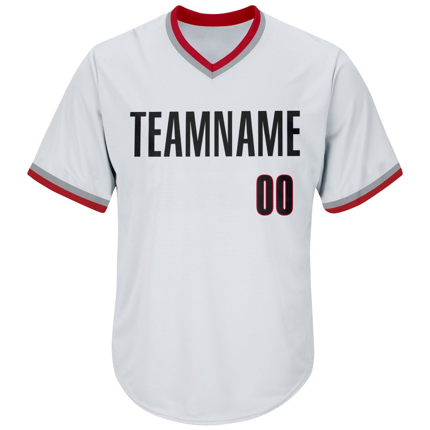 Custom White Black-Red Authentic Throwback Rib-Knit Baseball Jersey Shirt view 2